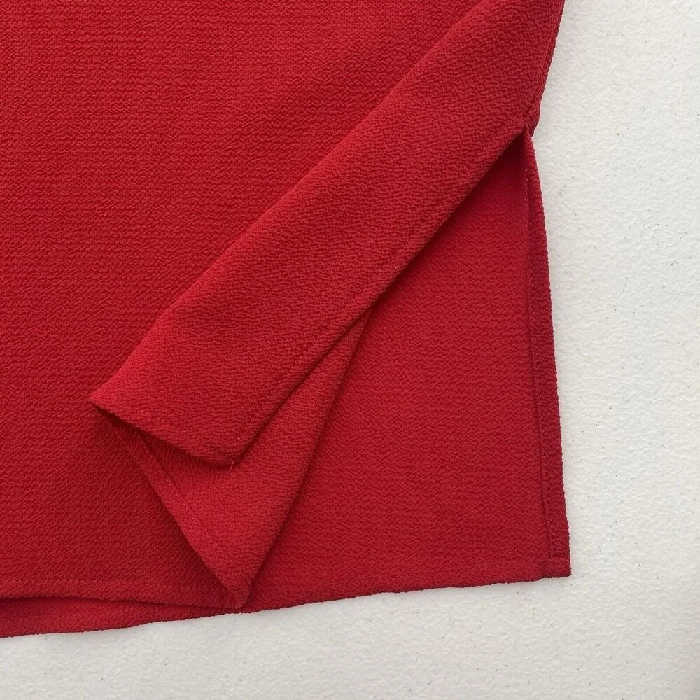 Michael Kors Medium‎ Blouse V-Neck Long Sleeve Red Lightweight Pockets Women's